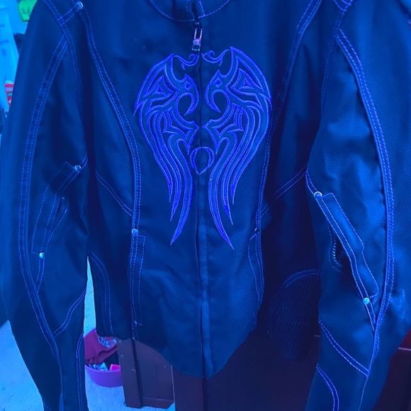 Vance Leathers Women's Black & Purple Textile Jacket Reflective Tribal Detail - Picture 9 of 12